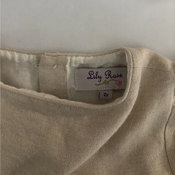 Trotters London Lily Rose Christmas dress gold metallic sparkly smocked party 2t - Picture 3 of 8